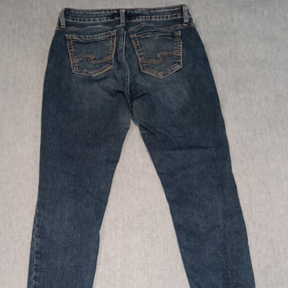 Silver Jeans Co. Women's 28 / 27 Elyse Mid Skinny Jeans Stretch Denim Distressed - Picture 3 of 12